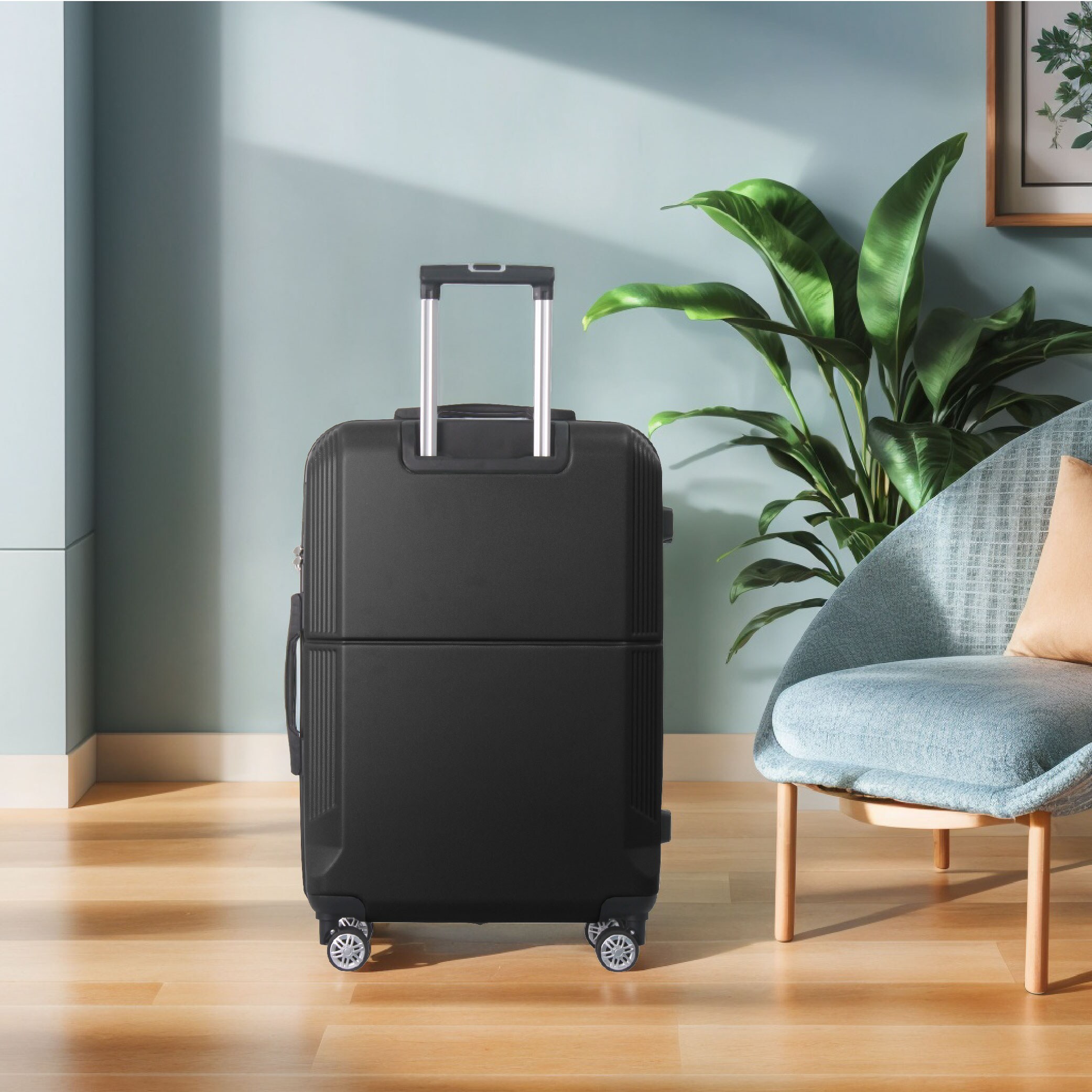 BLACK 3-Piece Premium ABS Luggage Set-20", 24", And 28" Suitcases With Multi-Position Handle, Silent Spinner Wheels, And TSA-Approved Lock-Durable, Stylish, And Spacious Travel Gear_voghion.com